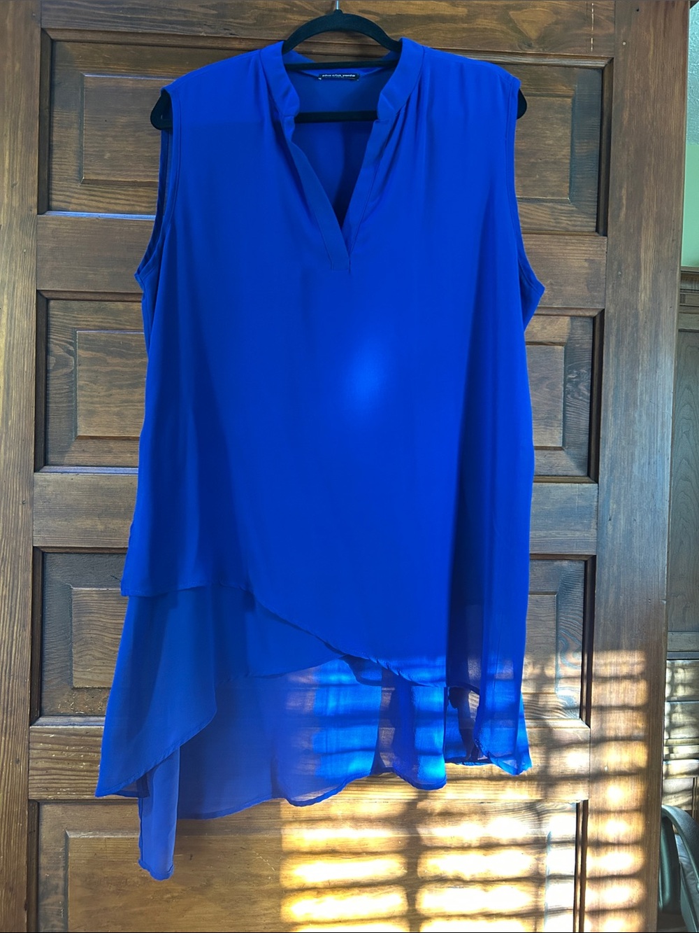 cha cha vente Royal Blue Sleeveless Asymmetrical Chiffon Camisole